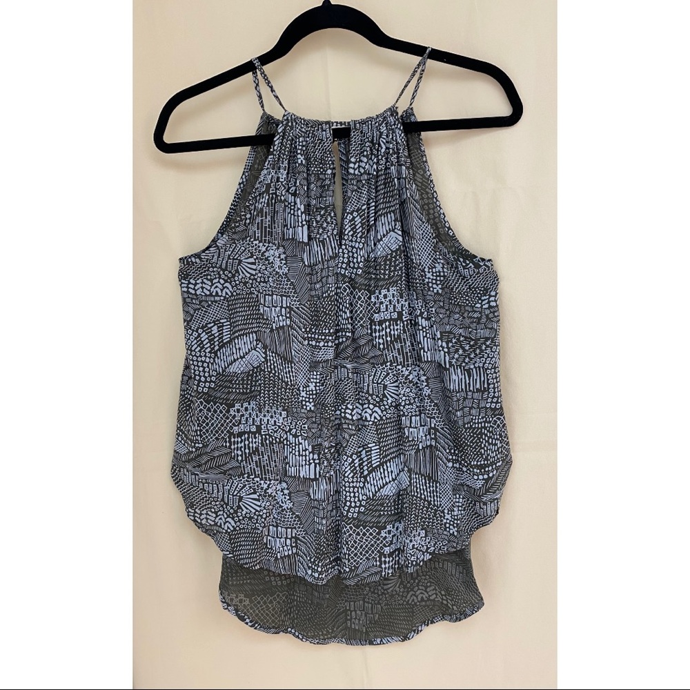 Green Patterned Tie Neck Tank
